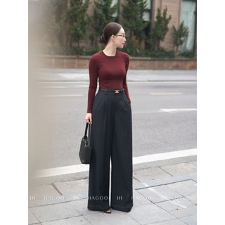  Áo thun cổ tròn bấu ly bèo HAGOO phong cách thanh lịch  A8041  