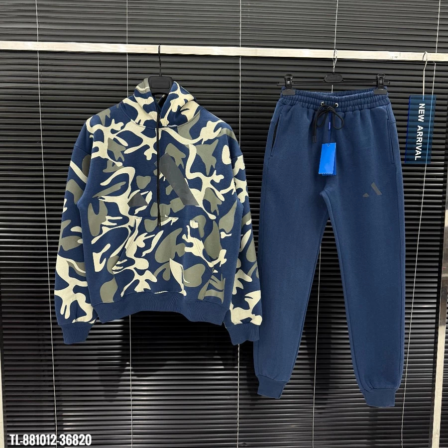 🔥 Bộ Nỉ Rằn Ri Unisex Form Rộng – Set Hoodie & Quần Jogger Streetwear Cực Ngầu, Chất Nỉ Dày Ấm Thu Đông 🔥