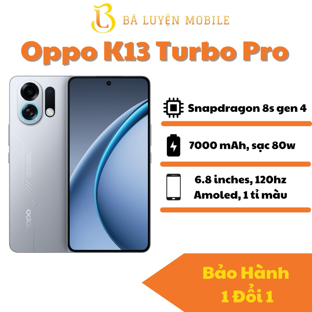 Điện thoại Oppo K13 Turbo Pro, chip Snapdragon 8s gen 4, pin 7000mAh