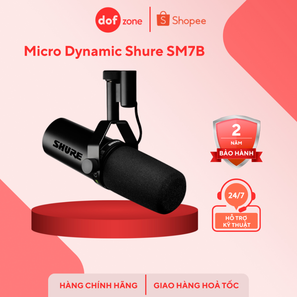 Micro Shure SM7B Dynamic Microphone – Thu âm, Podcast, Livestream chuyên nghiệp, Chính hãng