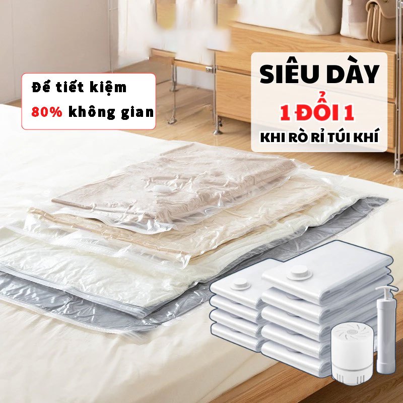 COMBO Túi Hút Chân Không Đa Năng  - Đựng Quần Áo, Chăn Gối, PA-PE Dày Dặn, Tái Sử Dụng