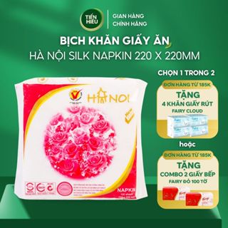  Combo 8 Gói Khăn Giấy Ăn Napkin Hanoi Silk Khổ 220 x 220mm 2 Lớp Mềm Mịn Cao Cấp Tiện Lợi 100 Tờ 