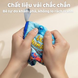 Quyển tranh vải Royal 8 mặt sột soạt chất liệu Polyester an toàn giúp phát triển đa giác quan của bé