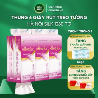  Thùng 6 Bịch Giấy Rút Treo Tường HANOISILK Bền Dai Tiết Kiệm Từ Bột Giấy Nguyên Chất 1280 Tờ  TẶNG KÈM MÓC TREO  