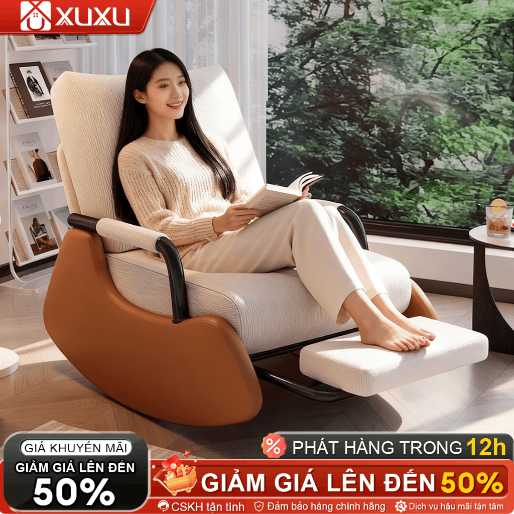 XUXU ghế bập bênh thư giãn gấp gọn hiện đại có bàn đạp Phù Hợp Phòng Khách Đọc Sách Làm Việc | BigBuy360 - bigbuy360.vn
