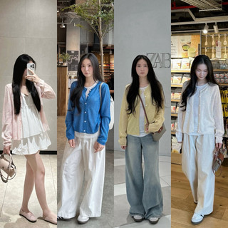   Steezy  Áo khoác cardigan len giấy mỏng cổ tròn Hàn Quốc cúc trắng form rộng áo khoác len nữ thu đông - KC5527 