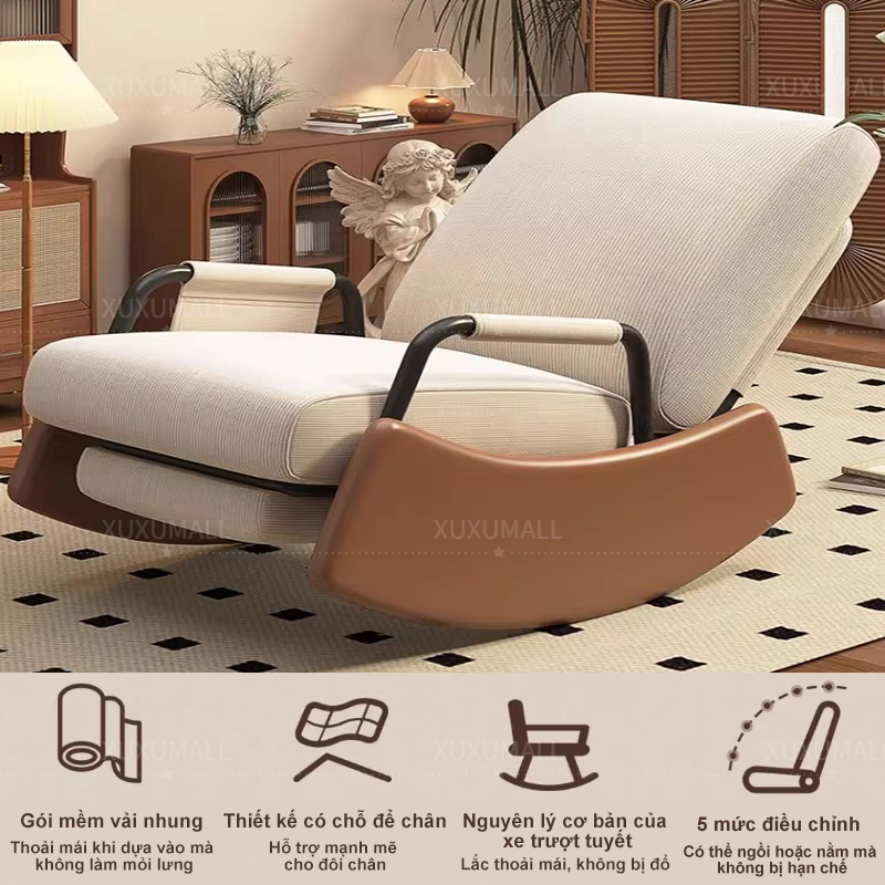 XUXU ghế bập bênh thư giãn gấp gọn hiện đại có bàn đạp Phù Hợp Phòng Khách Đọc Sách Làm Việc | BigBuy360 - bigbuy360.vn