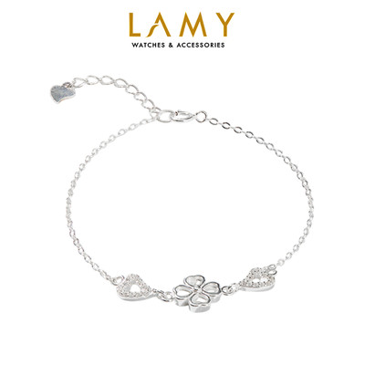 Lắc tay bạc LAMY Heart Four Leaves Bracelet Silver 2072