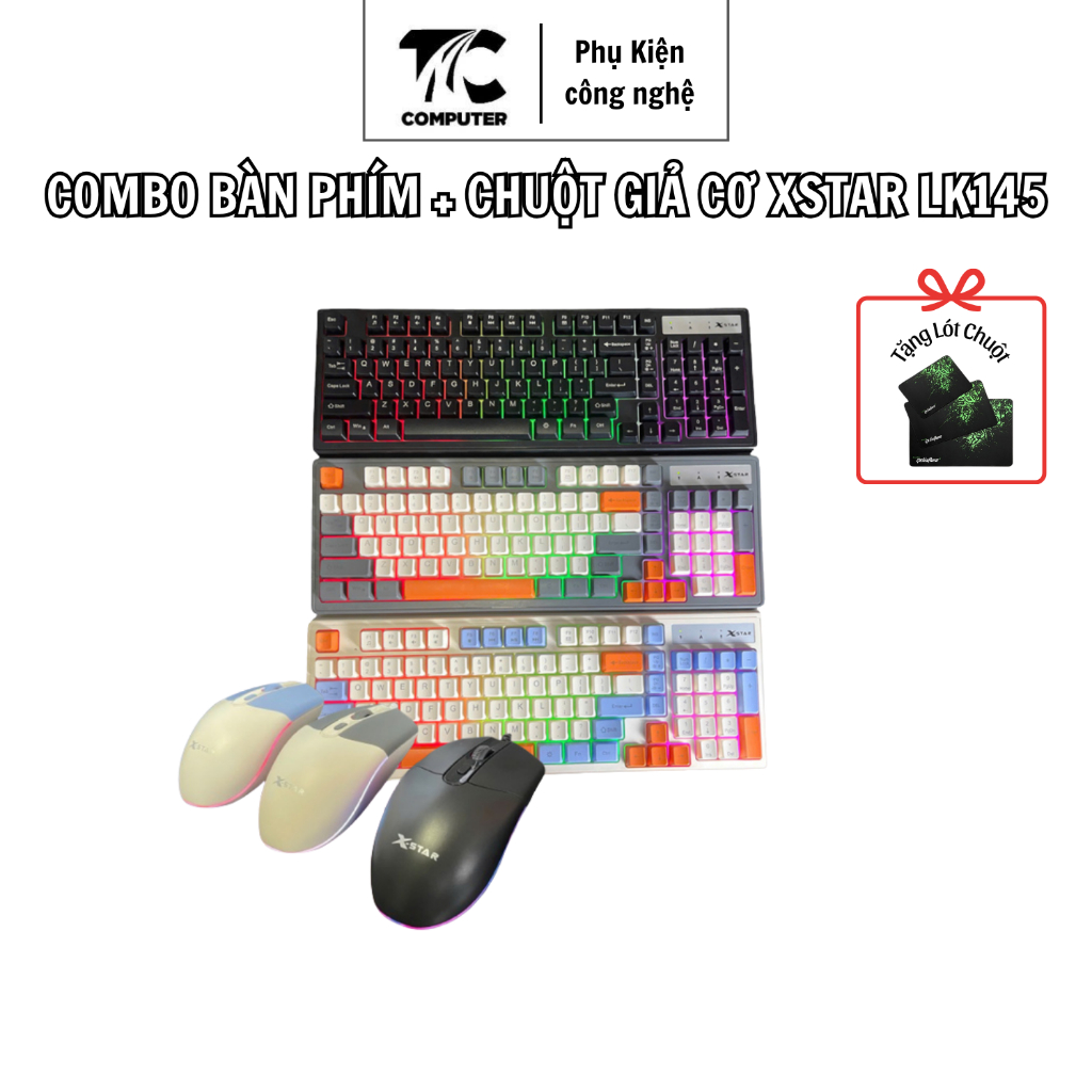 Bộ Bàn Phím + Chuột Xstar LK145 Pro – LED RGB, Giả Cơ, Bền, Êm, Gaming Đỉnh Cao