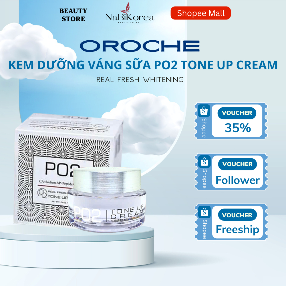 Kem Dưỡng Trắng P02 Real Fresh Whitening Tone Up Cream SenaDemar 50ml, Hỗ Trợ Loại Bỏ Tế Bào Chết Và