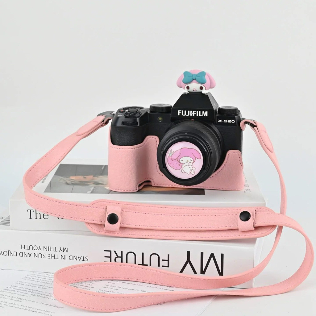 Bao Da - Case Máy Ảnh Da PU Màu Hồng Pastel/Hồng Phấn