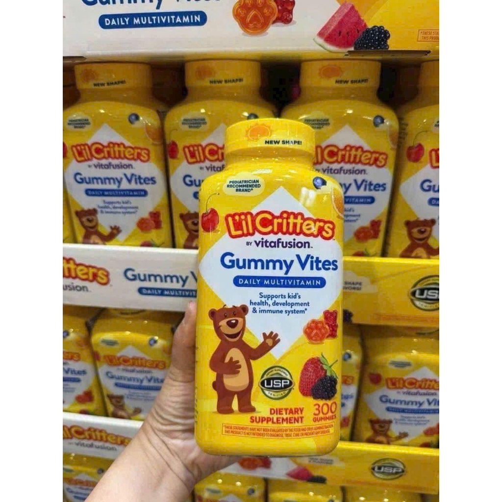 date 11/26 Kẹo dẻo vites Vitamin cho bé Children’s Gummy Vites L’il Critters chai 300 viên mỹ