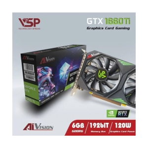 VGA AIVISION GTX 1660Ti 6GB Chính hãng (6GB,GDDR6, HDMIx1, DPx3, DVIx1, 2 Fan, 120W)