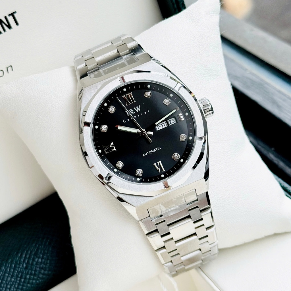 Đồng Hồ Nam Chính Hãng I&W Carnival 751G Automatic Dây Thép KHông Gỉ Chống Xước Chống Nước.
