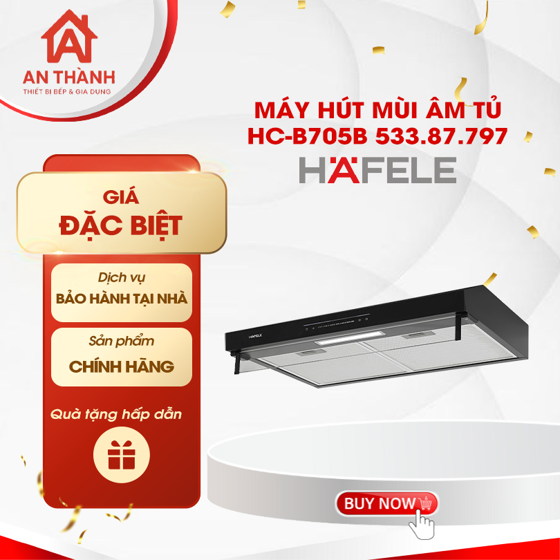 Máy hút mùi âm tủ Hafele HC-B705B (533.87.797) - Lọc Than Hoạt Tính, Hàng Chính Hãng