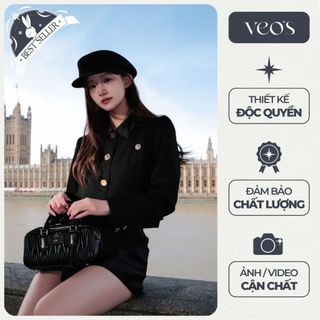  Áo Khoác Thiết Kế Veos Dáng Ngắn Cổ Phối Lụa Đứng Form & Chân Váy Cạp Cao Dáng A Chiết Eo - Grace Coat & Clair Skirt 