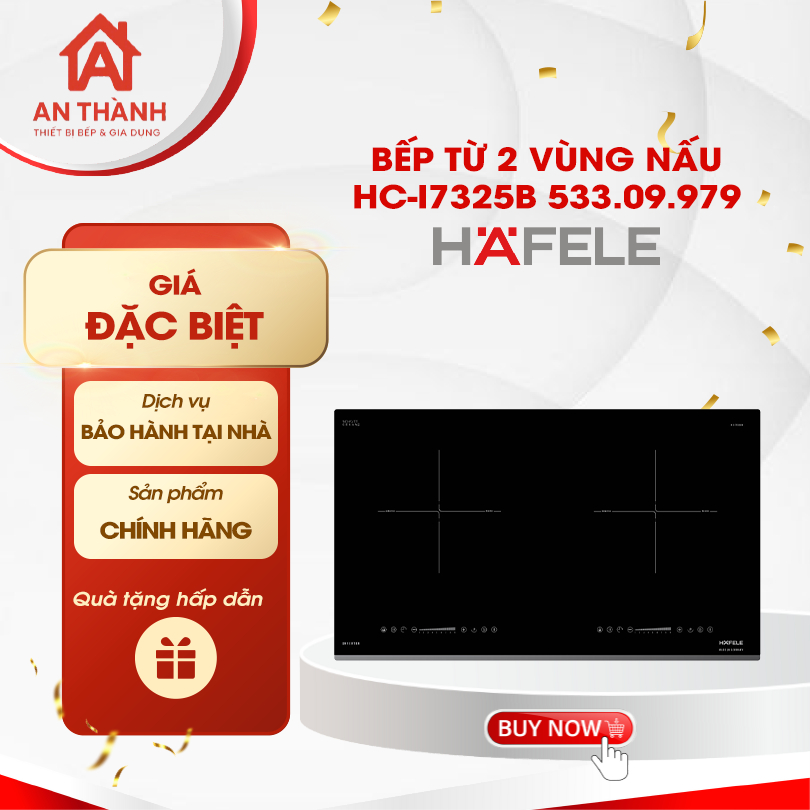 Bếp từ 2 vùng nấu HC-I7325B (533.09.979) - Cảm Ứng, Chống Tràn, Hàng Chính Hãng