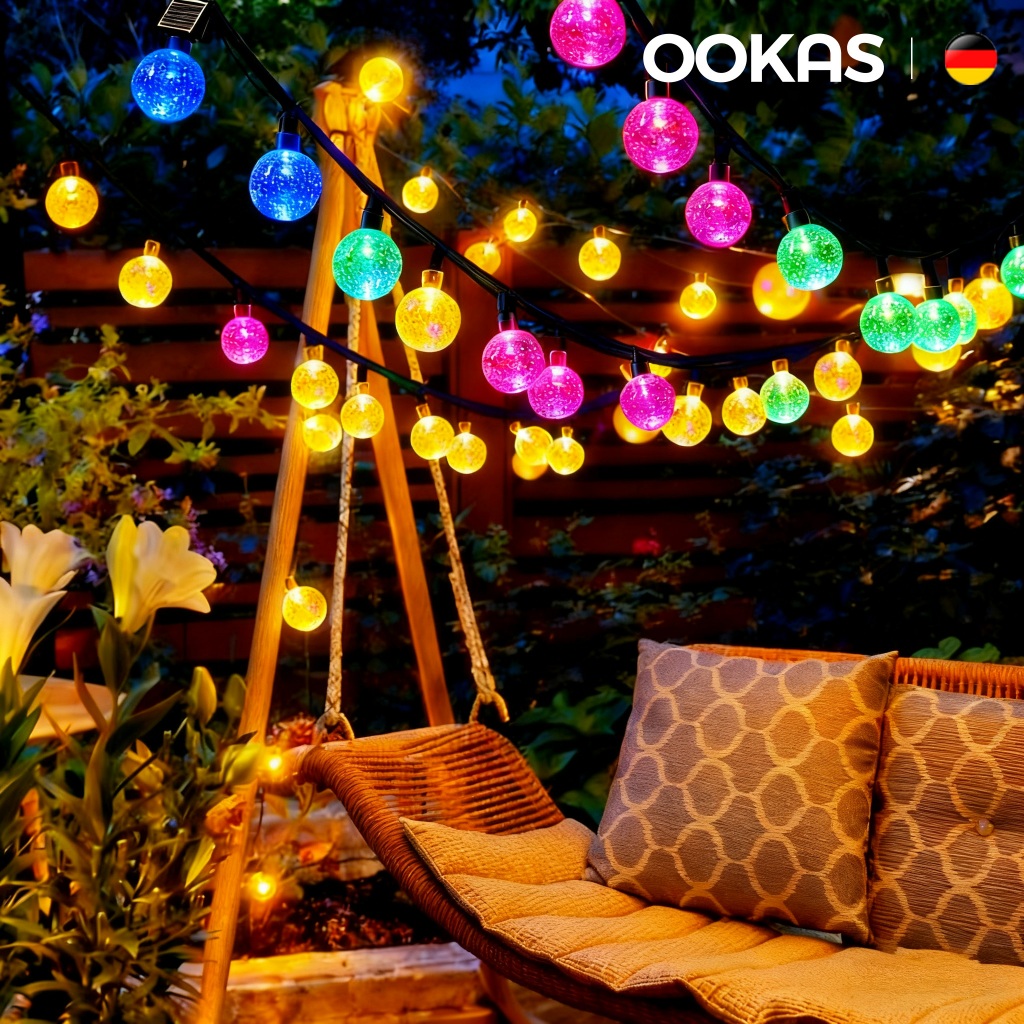 OOKAS Đèn Led trang trí năng lượng mặt trời ,trang trí noel lễ tết bi bọt 20-50-100 bóng led