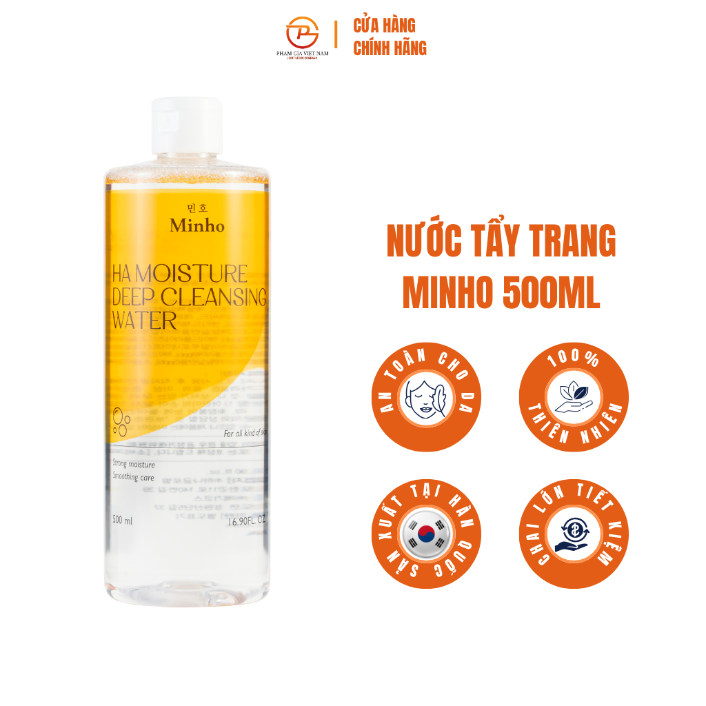 Nước Tẩy Trang Minho HA Moisture Deep Cleansing Water – Làm Sạch Dịu Nhẹ, Cấp Ẩm Ultra HA-G10, Phù H