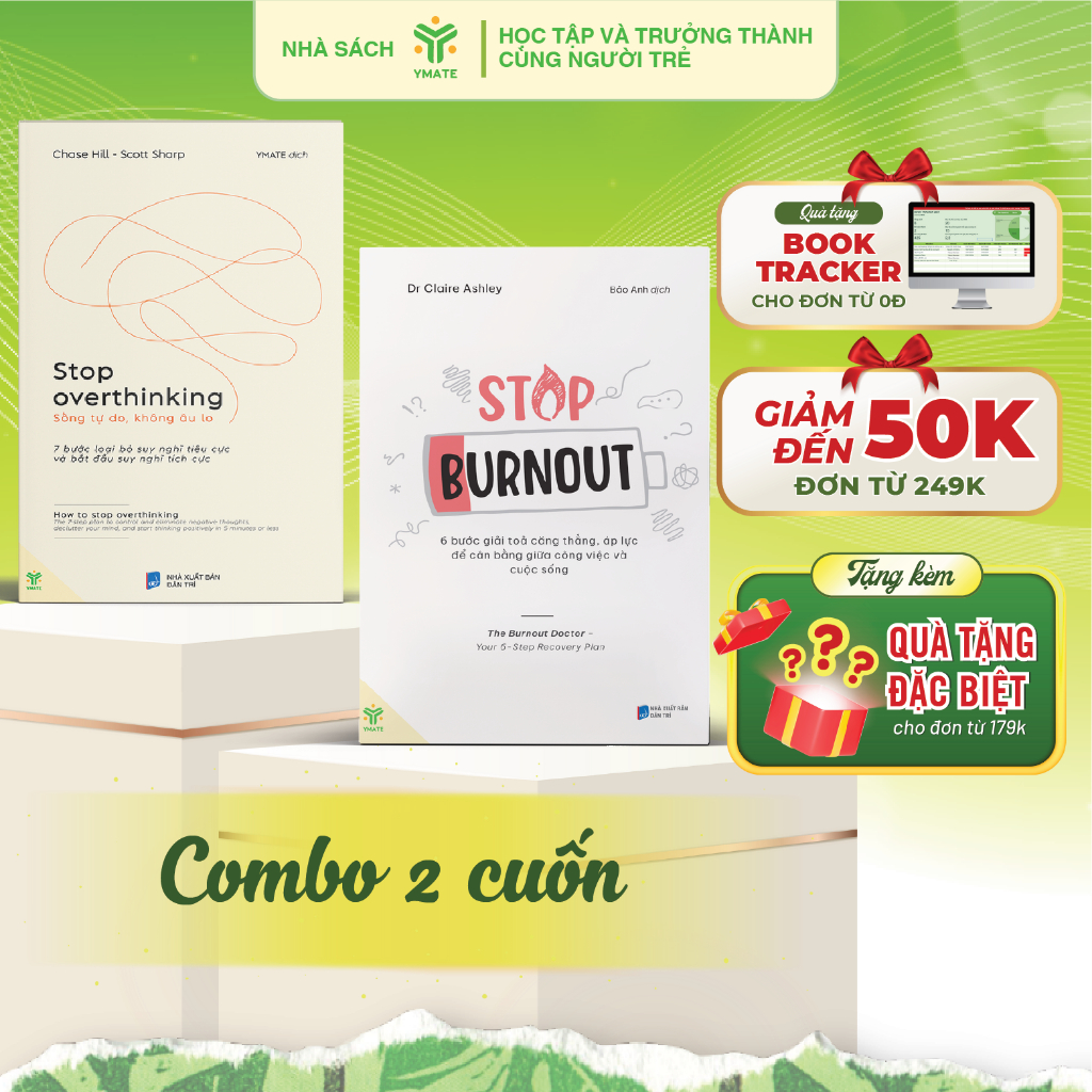 [Combo 2 cuốn] Stop Overthinking + Stop Burnout - YMATE