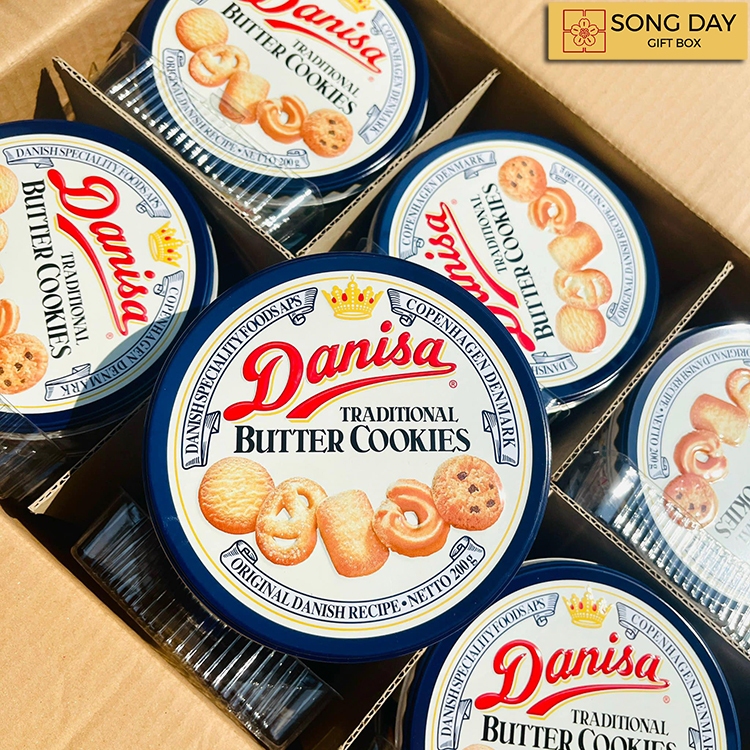 BÁNH QUY BƠ DANISA hộp thiếc 200g - Tháp lễ tặng biếu.