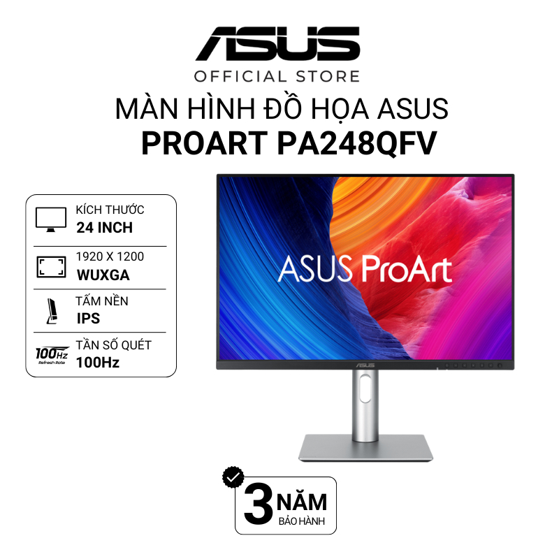 Màn Hình Asus ProArt PA248QFV 24 Inch | WUXGA | IPS | 100Hz | 5ms | Loa