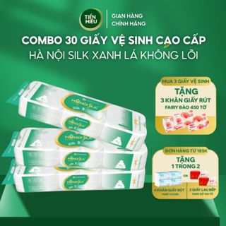  Combo Giấy Vệ Sinh HANOISILK 10 Cuộn 3 Lớp Ko Lõi Có Lõi Tan Nhanh - Tặng 1 Fairy Đào 450 Tờ 