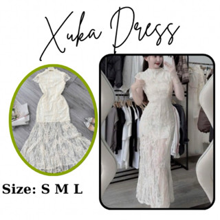  Xukadress_Váy ren đuôi cá kem ôm dáng sang chảnh váy ren dự tiệc xukadress 