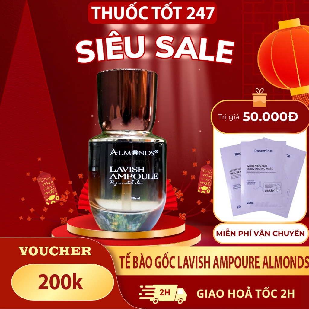 TINH CHẤT TẾ BÀO GỐC LAVISH AMPOURE ALMONDS CHÍNH HÃNG(size lớn 35ml)
