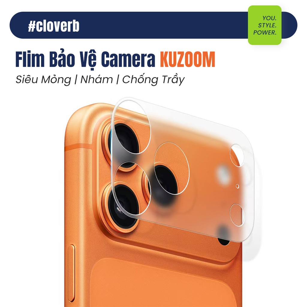 Dán Bảo Vệ Viền Camera Kuzoom - Nhám Mịn / Tặng Khung - Dành cho iPhone 17 Pro Max / Air - CloverB
