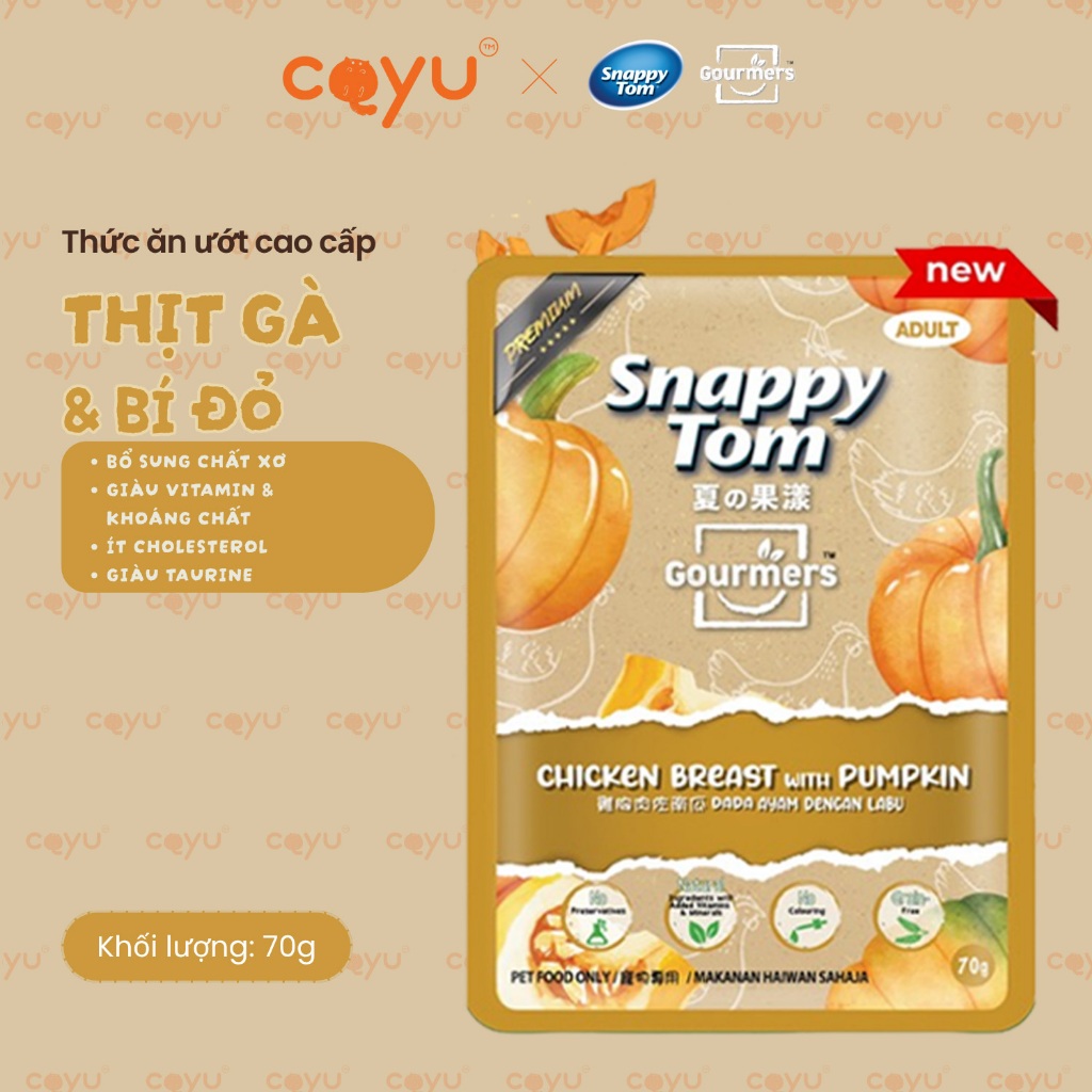 Hoả Tốc - Snappy Tom 70g Gourmers - Pate Trái Cây Mix Cho Mèo Trưởng Thành - Coyu
