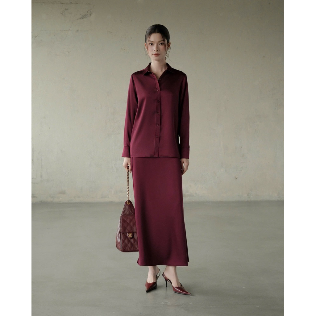RUBIES Sora Shirt - Áo Sơ Mi Nữ Vải Lụa Tay Dài Cổ Đức | BigBuy360 - bigbuy360.vn