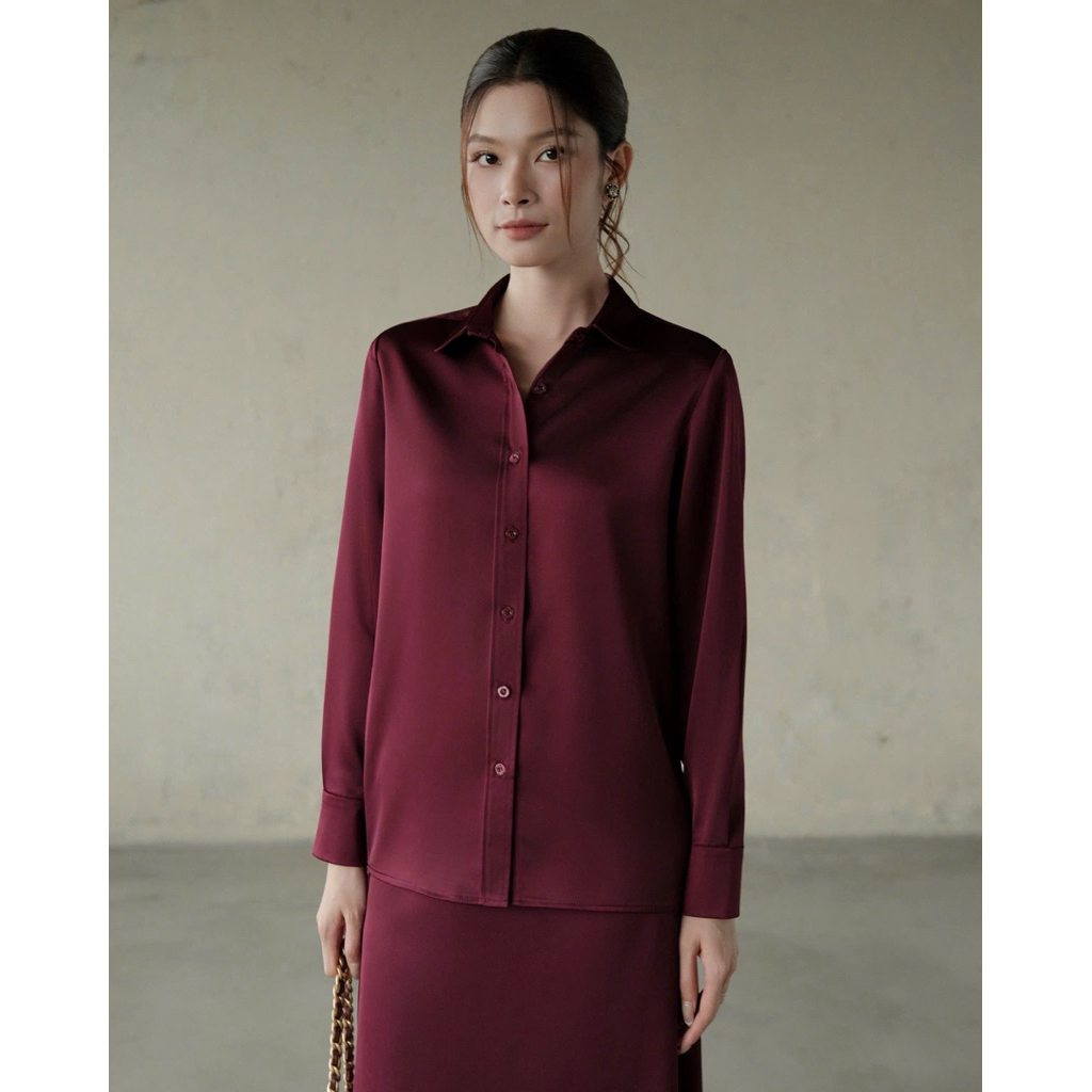 RUBIES Sora Shirt - Áo Sơ Mi Nữ Vải Lụa Tay Dài Cổ Đức | BigBuy360 - bigbuy360.vn