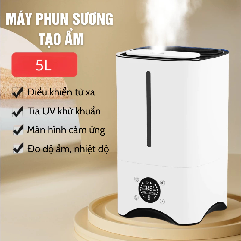 (BẢN NÂNG CẤP) Máy Phun Sương Tạo Ẩm Không Khí BEEMI/Xiaoi 5 lít Khuếch Tán Tinh dầu Công Suất 25W Có điều khiển từ xa