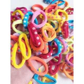 Túi 50 dây cột tóc màu chấm bi (đường kính 2.5cm,3.5cm,4cm)
