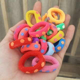 Túi 50 dây cột tóc màu chấm bi (đường kính 2.5cm,3.5cm,4cm)