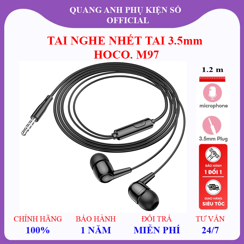 Hoco Tai Nghe Nhét Tai M97 Chính Hãng Chân 3.5mm Dài 1.2m Có Micro Đàm Thoại