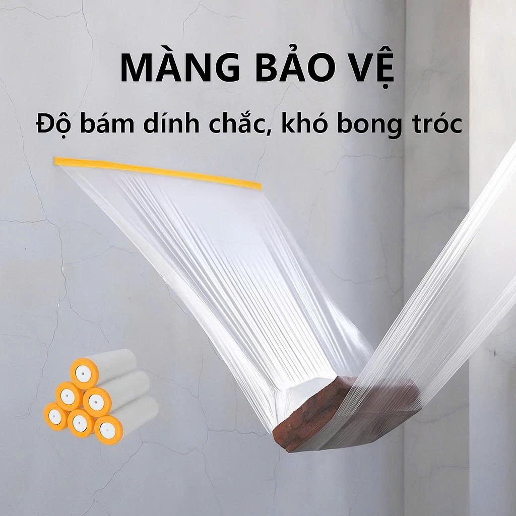 Màng Bọc Nilon Che Bụi, Che Sơn Đa Năng, Có 1 Đầu Dán Cố Định, Bảo Vệ Nội Thất, Bàn Ghế, Giường Tủ