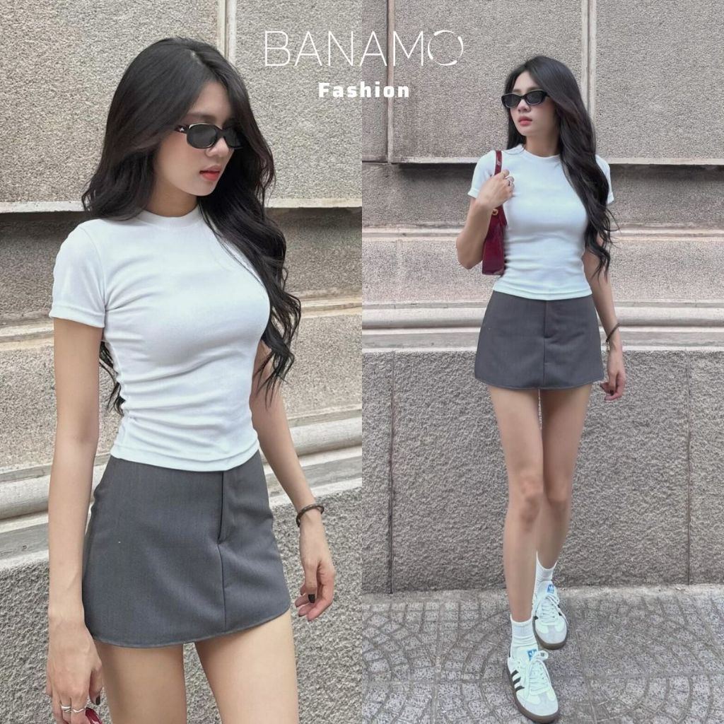 Chân váy nữ BIGSIZE Banamo Fashion váy ngắn chữ A cạp trễ vải tuypsi đứng form tôn dáng trẻ trung năng động 5938 | BigBuy360 - bigbuy360.vn