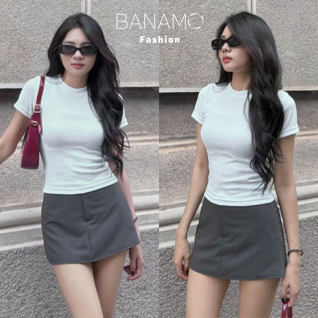Chân váy nữ BIGSIZE Banamo Fashion váy ngắn chữ A cạp trễ vải tuypsi đứng form tôn dáng trẻ trung năng động 5938 | BigBuy360 - bigbuy360.vn