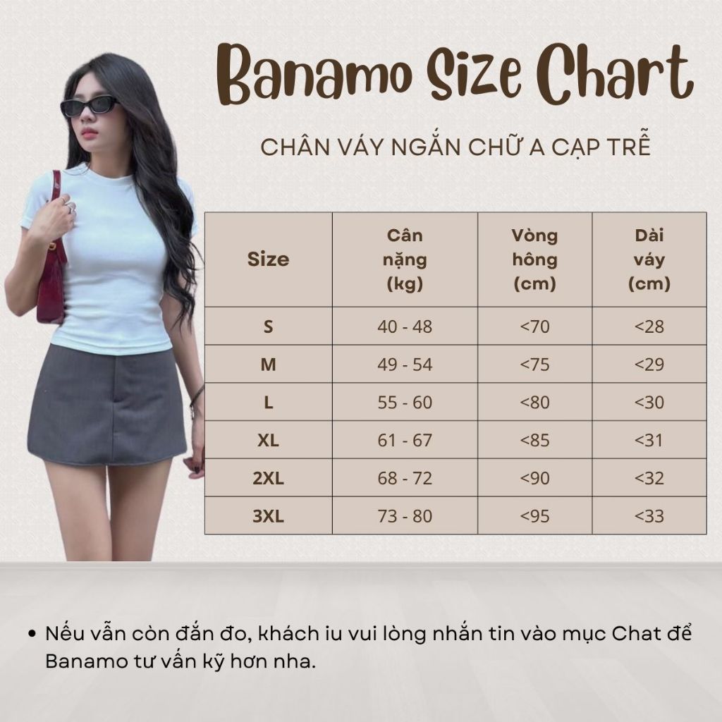 Chân váy nữ BIGSIZE Banamo Fashion váy ngắn chữ A cạp trễ vải tuypsi đứng form tôn dáng trẻ trung năng động 5938 | BigBuy360 - bigbuy360.vn