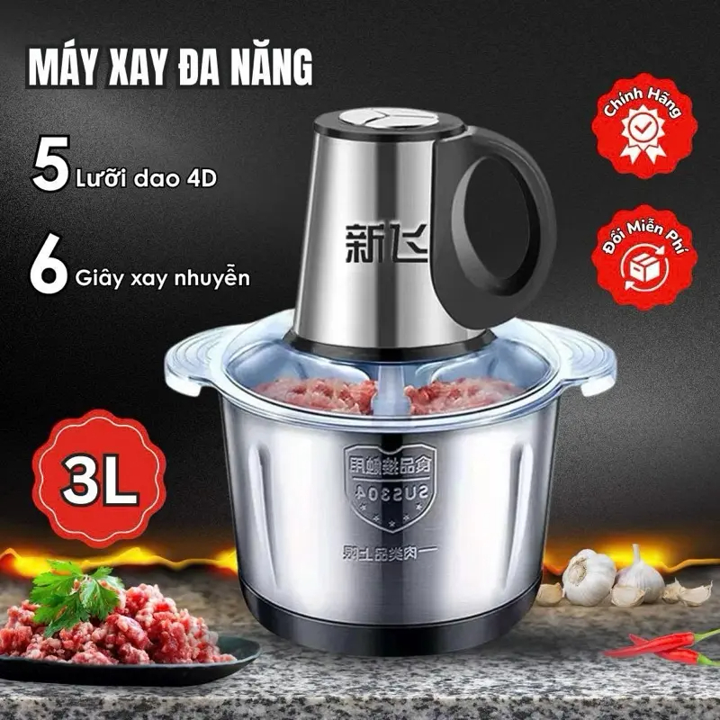 Máy Xay Thịt Cỡ Lớn Asaki Dung Tích 3 Lít 5 Lưỡi Xay Sắc Bén 3 Chế Độ Tùy Chỉnh Tiện Lợi
