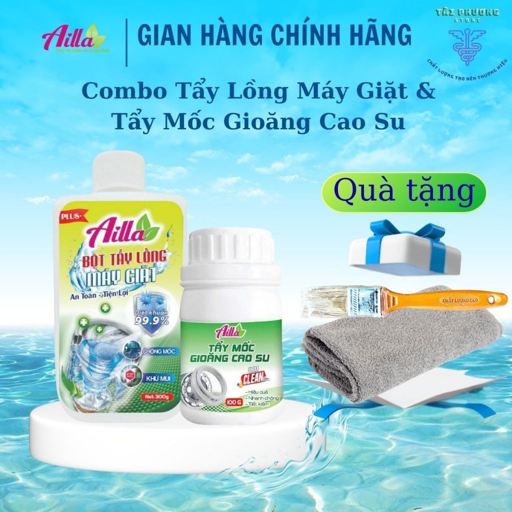Combo Tẩy Lồng Máy Giặt Và Tẩy Mốc Gioăng Cao Su Aiila - Tẩy Sạch Cặn Bẩn, Nấm Mốc, Diệt Khuẩn