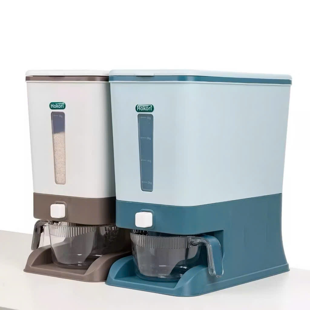 Thùng đựng gạo nhấn tiện ích Hokori 10kg-20kg chống ẩm mốc, côn trùng