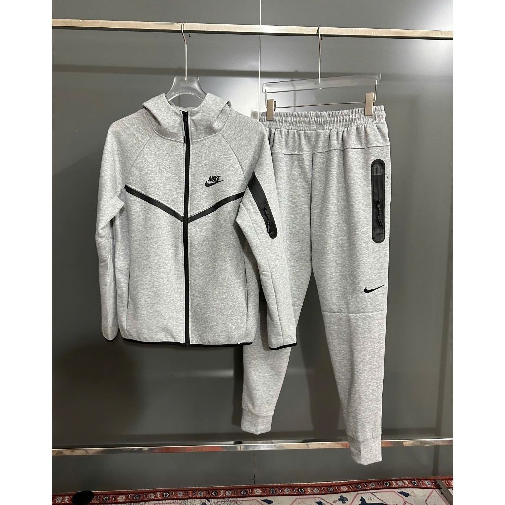 Bộ thể thao nỉ ép dày dặn Nai kỳ Tech nam nữ 2 mẫu phối viền và phối cầu vai fashion