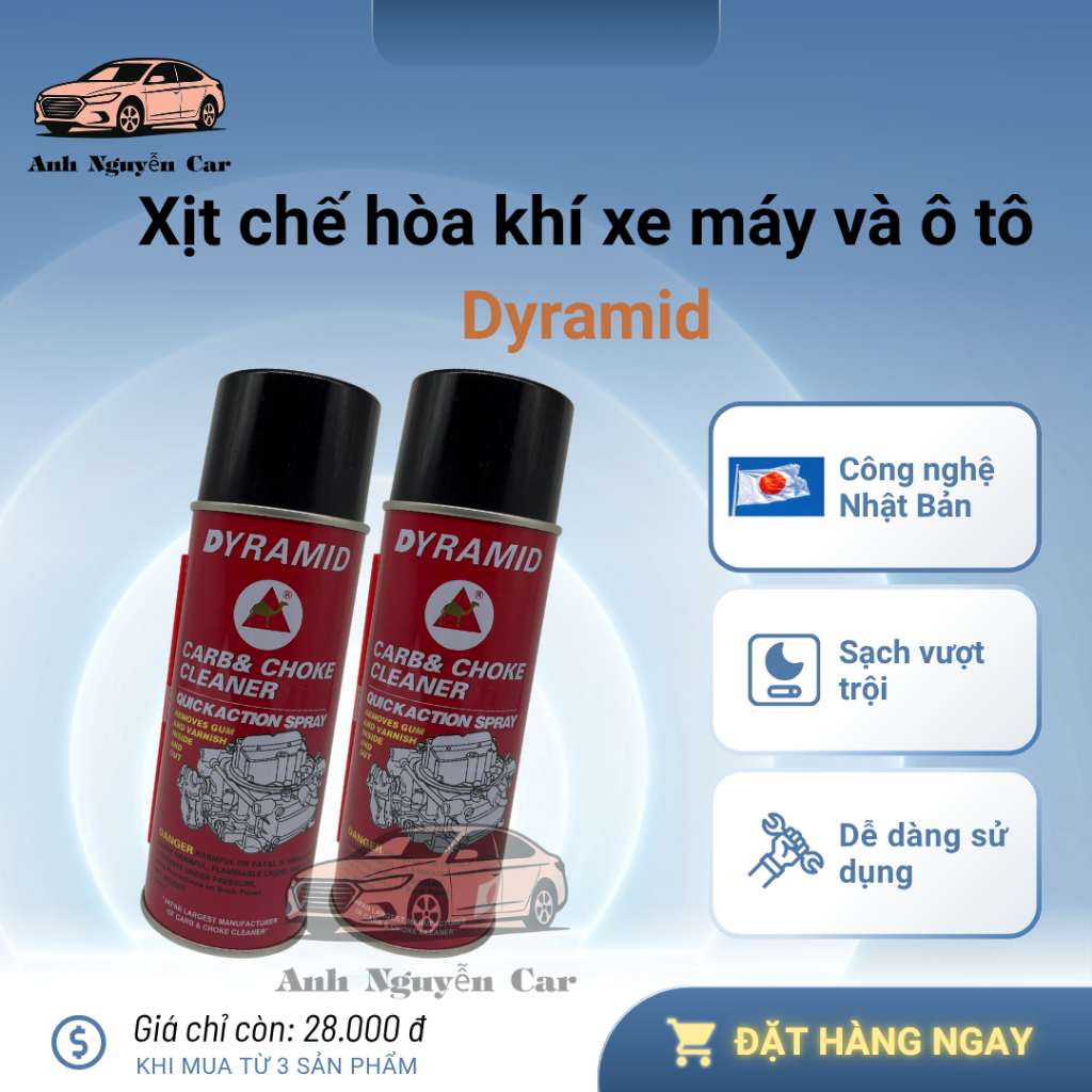 Chai xịt chế hòa khí ô tô, xe máy DYRAMID