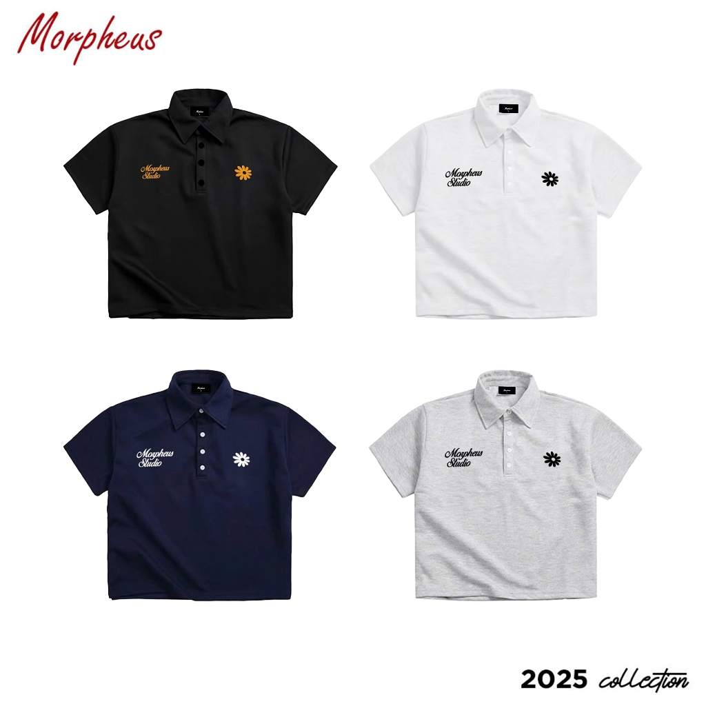 Áo Polo Thêu Local Brand Morpheus, Polo Form Boxy Thêu Chữ, Áo Polo Unisex Form Rộng Thun Cotton 260gsm