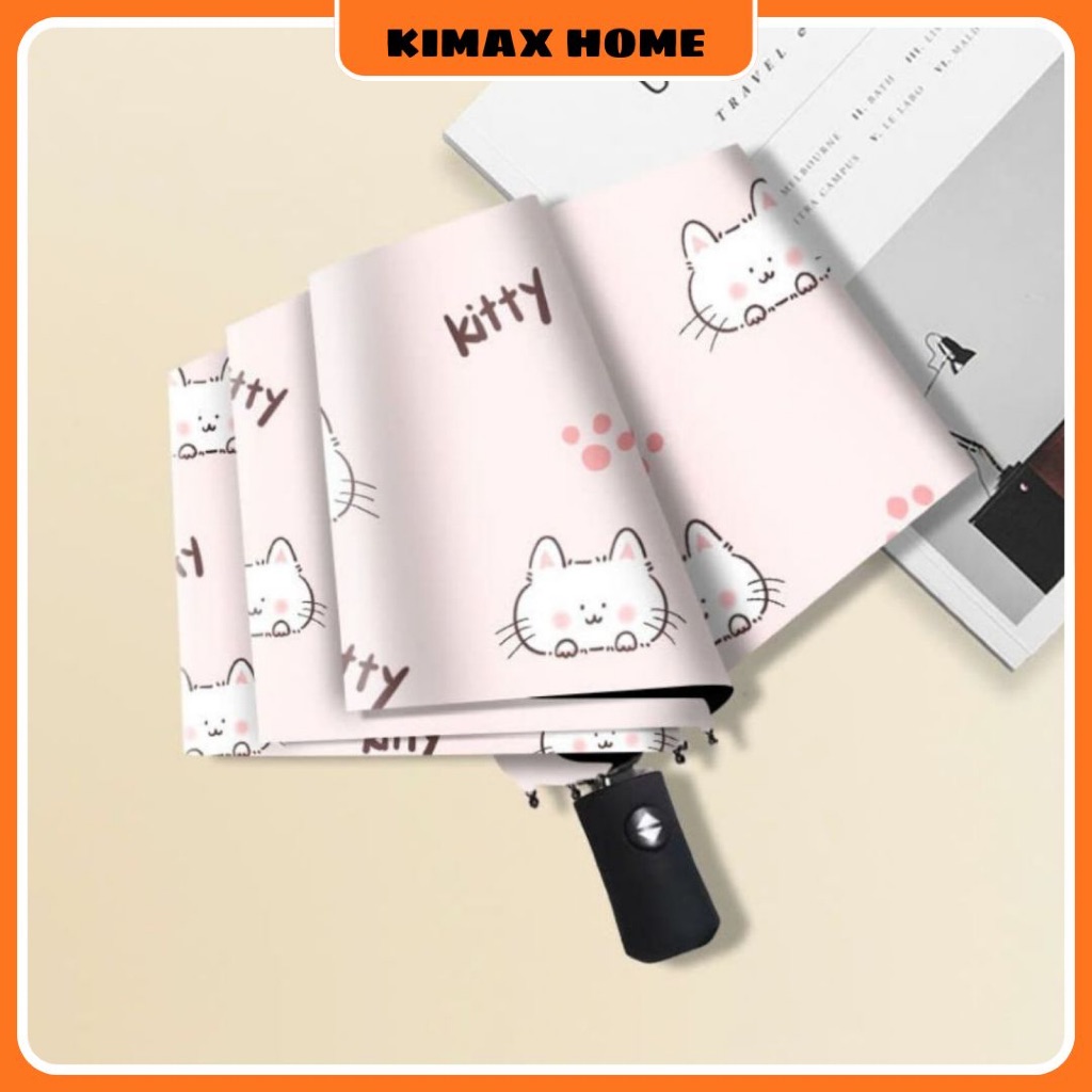 Kimax Home Ô Dù Gấp Gọn  Ô Gấp Mini Hình Mèo Dễ Thương – Dù Gấp Gọn Chống Tia UV, Chống Nước, Tiện L