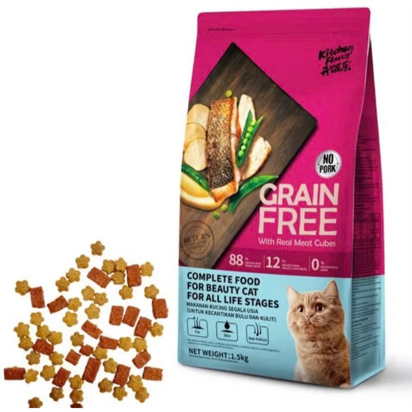 [Hỏa Tốc] Hạt cho mèo Grain Free Kitchen Flavor, Thức ăn hạt cho mèo Kitchen Flavor - Túi chiết 500g