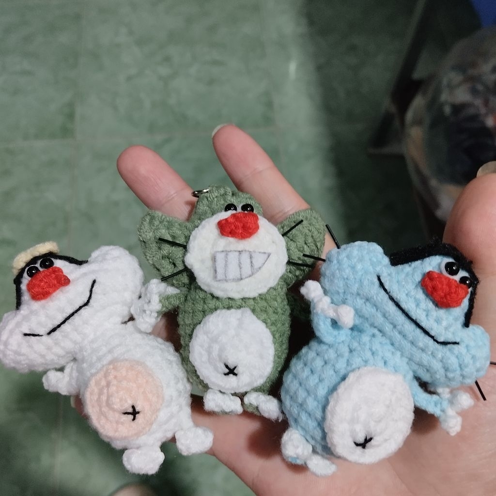 móc khoá len mèo Oggy Olivia và Jack